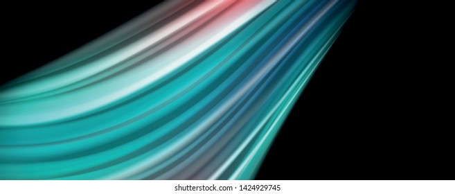Abstract wave lines fluid rainbow style color stripes on black background. Vector artistic illustration for presentation, app wallpaper, banner or poster