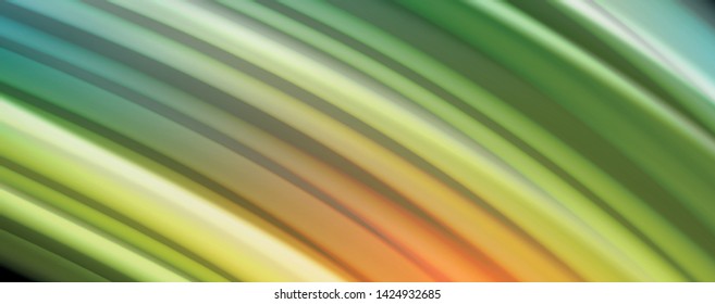 Abstract wave lines fluid rainbow style color stripes on black background. Vector artistic illustration for presentation, app wallpaper, banner or poster