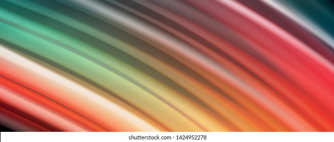 Abstract wave lines fluid rainbow style color stripes on black background. Vector artistic illustration for presentation, app wallpaper, banner or poster