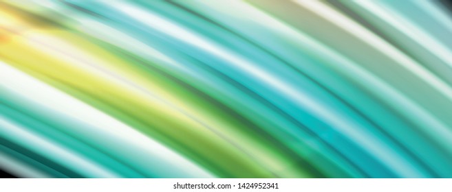 Abstract wave lines fluid rainbow style color stripes on black background. Vector artistic illustration for presentation, app wallpaper, banner or poster