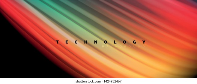 Abstract wave lines fluid rainbow style color stripes on black background. Vector artistic illustration for presentation, app wallpaper, banner or poster