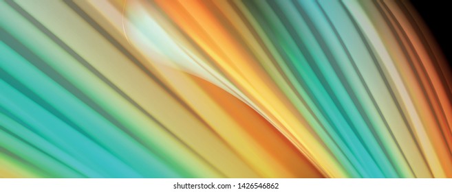 Abstract wave lines fluid rainbow style color stripes on black background. Vector artistic illustration for presentation, app wallpaper, banner or poster