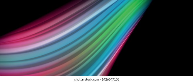 Abstract wave lines fluid rainbow style color stripes on black background. Vector artistic illustration for presentation, app wallpaper, banner or poster