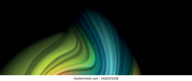 Abstract wave lines fluid rainbow style color stripes on black background. Vector artistic illustration for presentation, app wallpaper, banner or poster
