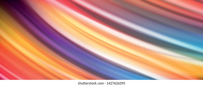 Abstract wave lines fluid rainbow style color stripes on black background. Vector artistic illustration for presentation, app wallpaper, banner or poster