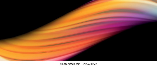 Abstract wave lines fluid rainbow style color stripes on black background. Vector artistic illustration for presentation, app wallpaper, banner or poster