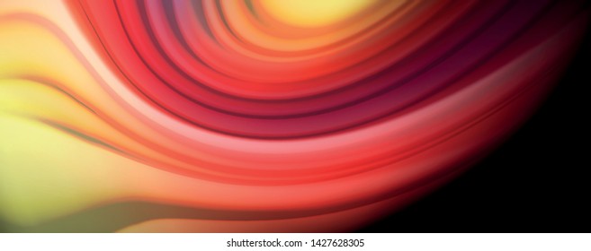 Abstract wave lines fluid rainbow style color stripes on black background. Vector artistic illustration for presentation, app wallpaper, banner or poster