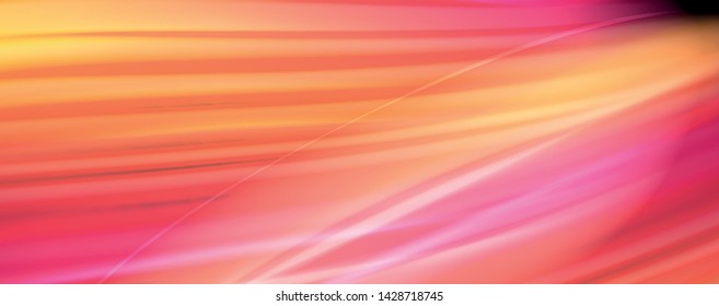 Abstrakte Wellenlinien fließende Regenbogenfarben-Streifen auf schwarzem Hintergrund. Vektorgrafik zur Präsentation, App-Bildschirmhintergrund, Banner oder Poster