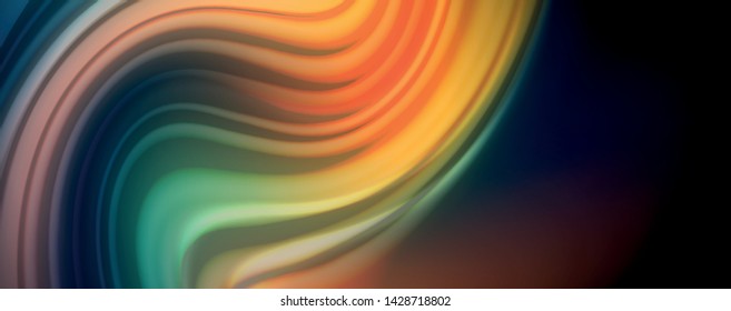 Abstract wave lines fluid rainbow style color stripes on black background. Vector artistic illustration for presentation, app wallpaper, banner or poster