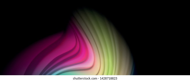Abstract wave lines fluid rainbow style color stripes on black background. Vector artistic illustration for presentation, app wallpaper, banner or poster