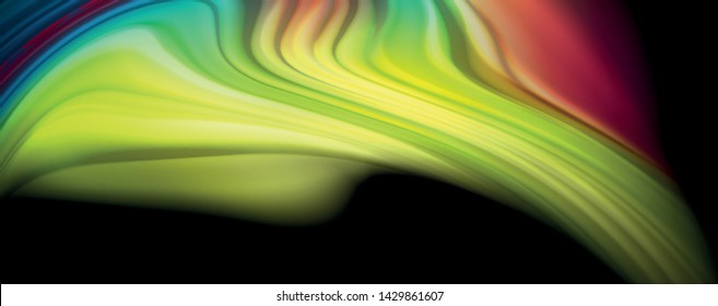 Abstract wave lines fluid rainbow style color stripes on black background. Vector artistic illustration for presentation, app wallpaper, banner or poster