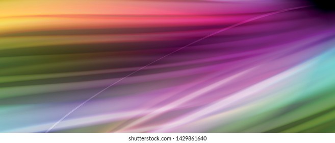 Abstract wave lines fluid rainbow style color stripes on black background. Vector artistic illustration for presentation, app wallpaper, banner or poster