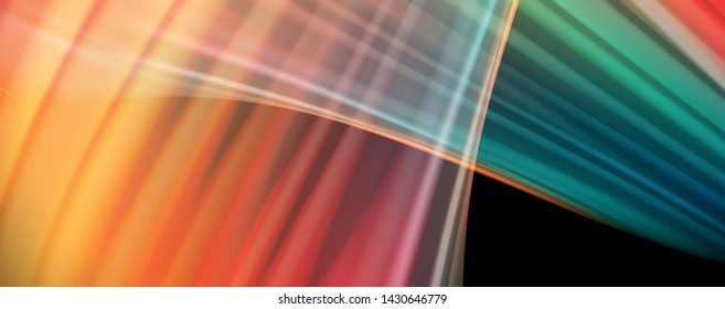 Abstract wave lines fluid rainbow style color stripes on black background. Vector artistic illustration for presentation, app wallpaper, banner or poster
