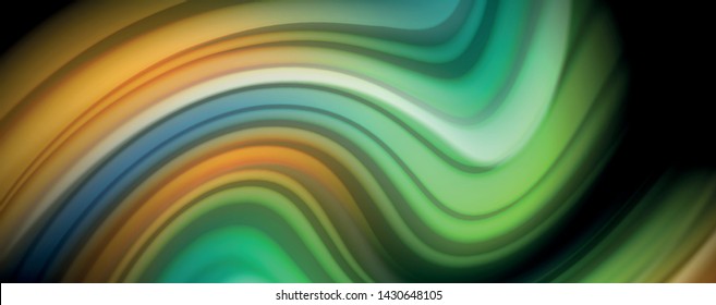 Abstract wave lines fluid rainbow style color stripes on black background. Vector artistic illustration for presentation, app wallpaper, banner or poster