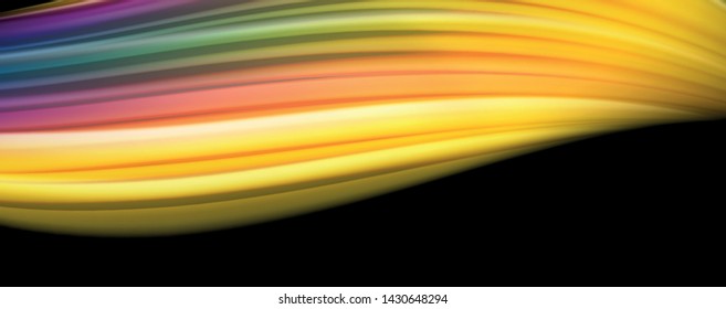 Abstract wave lines fluid rainbow style color stripes on black background. Vector artistic illustration for presentation, app wallpaper, banner or poster
