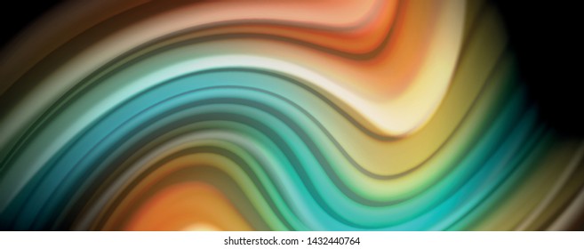 Abstract wave lines fluid rainbow style color stripes on black background. Vector artistic illustration for presentation, app wallpaper, banner or poster