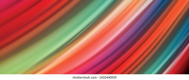 Abstract wave lines fluid rainbow style color stripes on black background. Vector artistic illustration for presentation, app wallpaper, banner or poster