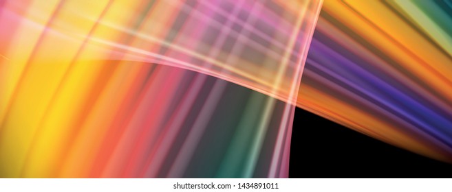 Abstract wave lines fluid rainbow style color stripes on black background. Vector artistic illustration for presentation, app wallpaper, banner or poster