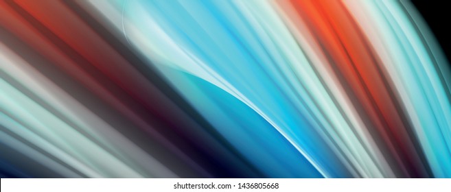 Abstract wave lines fluid rainbow style color stripes on black background. Vector artistic illustration for presentation, app wallpaper, banner or poster