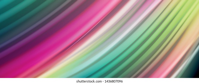Abstract wave lines fluid rainbow style color stripes on black background. Vector artistic illustration for presentation, app wallpaper, banner or poster