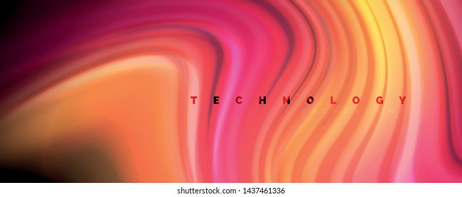 Resumen de líneas de onda fluidos estilo arco iris rayas de color sobre fondo negro. Ilustración artística vectorial para presentación, fondo de pantalla de aplicación, cartel o afiche
