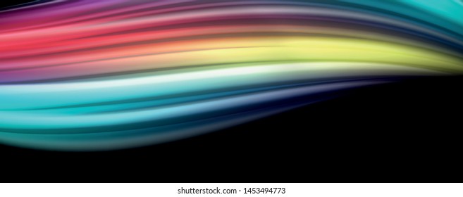 Abstract wave lines fluid rainbow style color stripes on black background. Vector artistic illustration for presentation, app wallpaper, banner or poster