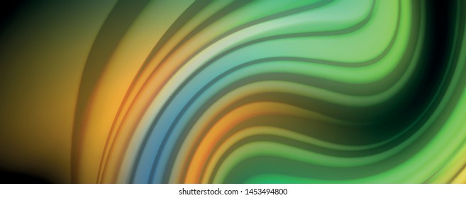 Abstract wave lines fluid rainbow style color stripes on black background. Vector artistic illustration for presentation, app wallpaper, banner or poster