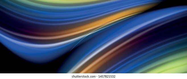 Abstract wave lines fluid rainbow style color stripes on black background. Vector artistic illustration for presentation, app wallpaper, banner or poster