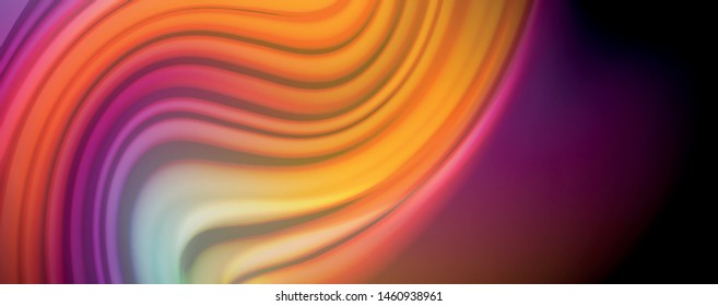 Abstract wave lines fluid rainbow style color stripes on black background. Vector artistic illustration for presentation, app wallpaper, banner or poster