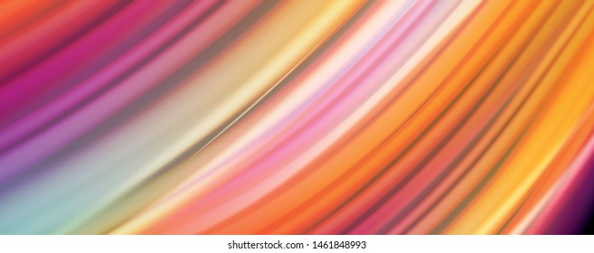 Abstract wave lines fluid rainbow style color stripes on black background. Vector artistic illustration for presentation, app wallpaper, banner or poster