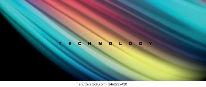 Abstract wave lines fluid rainbow style color stripes on black background. Vector artistic illustration for presentation, app wallpaper, banner or poster