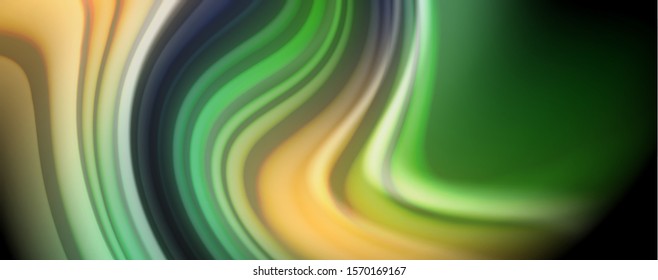 Abstract wave lines fluid rainbow style color stripes on black background. Vector artistic illustration for presentation, app wallpaper, banner or poster