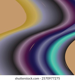  Abstract wave lines fluid rainbow style color stripes on black background Vector artistic illustration