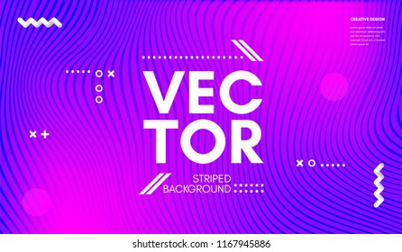 Abstract Wave Lines. Geometric Template with Distortion of Stripes. Flow Gradient Abstract Background in Minimal Style. Eps10 Vector. Abstract Cover with Movement Effect for Poster, Business Design.