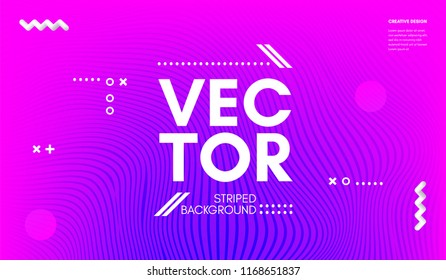 Abstract Wave Lines. Geometric Template with Distortion of Stripes. Flow Gradient Abstract Background in Minimal Style. Eps10 Vector. Abstract Cover with Movement Effect for Poster, Business Design.