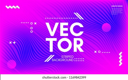 Abstract Wave Lines. Geometric Template with Distortion of Stripes. Flow Gradient Abstract Background in Minimal Style. Eps10 Vector. Abstract Cover with Movement Effect for Poster, Business Design.