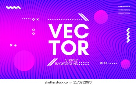 Abstract Wave Lines. Geometric Template with Distortion of Stripes. Flow Gradient Abstract Background in Minimal Style. Eps10 Vector. Abstract Cover with Movement Effect for Poster, Business Design.