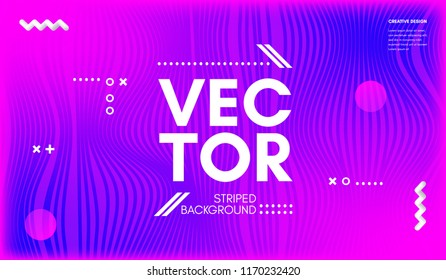 Abstract Wave Lines. Geometric Template with Distortion of Stripes. Flow Gradient Abstract Background in Minimal Style. Eps10 Vector. Abstract Cover with Movement Effect for Poster, Business Design.