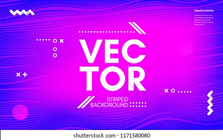 Abstract Wave Lines. Geometric Template with Distortion of Stripes. Flow Gradient Abstract Background in Minimal Style. Eps10 Vector. Abstract Cover with Movement Effect for Poster, Business Design.