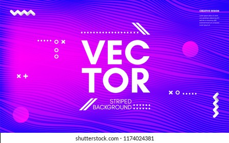 Abstract Wave Lines. Geometric Template with Distortion of Stripes. Flow Gradient Abstract Background in Minimal Style. Eps10 Vector. Abstract Cover with Movement Effect for Poster, Business Design.