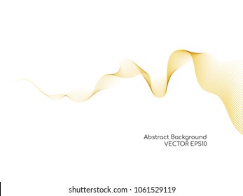 Abstract wave lines gold color isolated on white background. For vector design elements in concept luxury, technology, creative, science