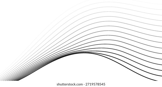 Líneas de onda Abstractas, Escala de grises, Formas curvas, Efecto degradado, Fondos. Abstractas líneas ondulatorias en escala de grises, ideales para fondos minimalistas que crean una sensación moderna y elegante