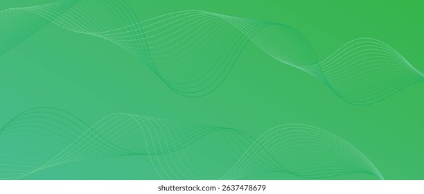 Abstract wave lines in green gradient on minimalist background. Futuristic and dynamic look, perfect for tech, digital, and modern design projects.