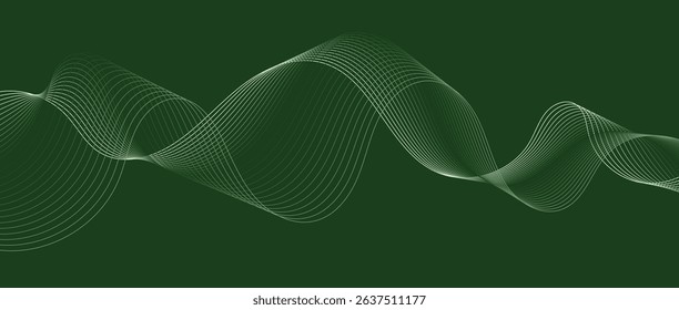 Abstract wave lines in green gradient on minimalist background. Futuristic and dynamic look, perfect for tech, digital, and modern design projects.