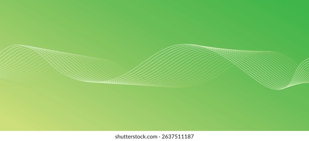 Abstract wave lines in green gradient on minimalist background. Futuristic and dynamic look, perfect for tech, digital, and modern design projects.