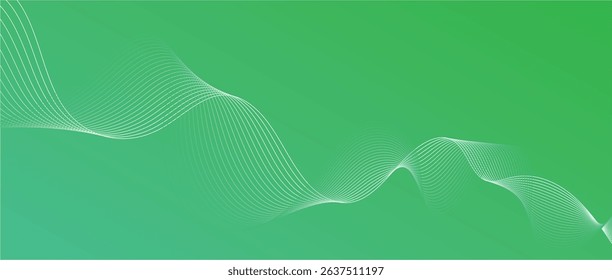 Abstract wave lines in green gradient on minimalist background. Futuristic and dynamic look, perfect for tech, digital, and modern design projects.