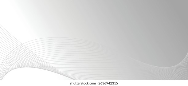 Abstract wave lines in grey-white gradient on gradient background. Futuristic and dynamic look, perfect for tech, digital, and modern design projects.