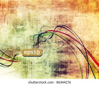 Abstract wave lines grunge vector background design