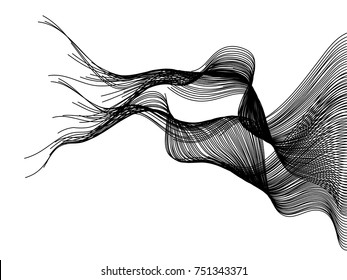 Abstract wave lines isolated on white background. For vector design elements in concept technology, creative, science