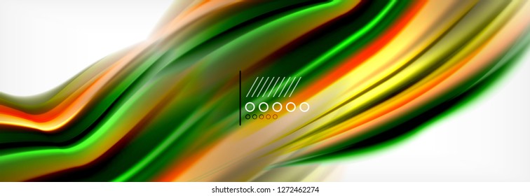 Resumen de líneas de onda fluido líquido estilo arco iris rayas de color fondo. Ilustración artística vectorial para presentación, fondo de pantalla de aplicación, cartel o afiche